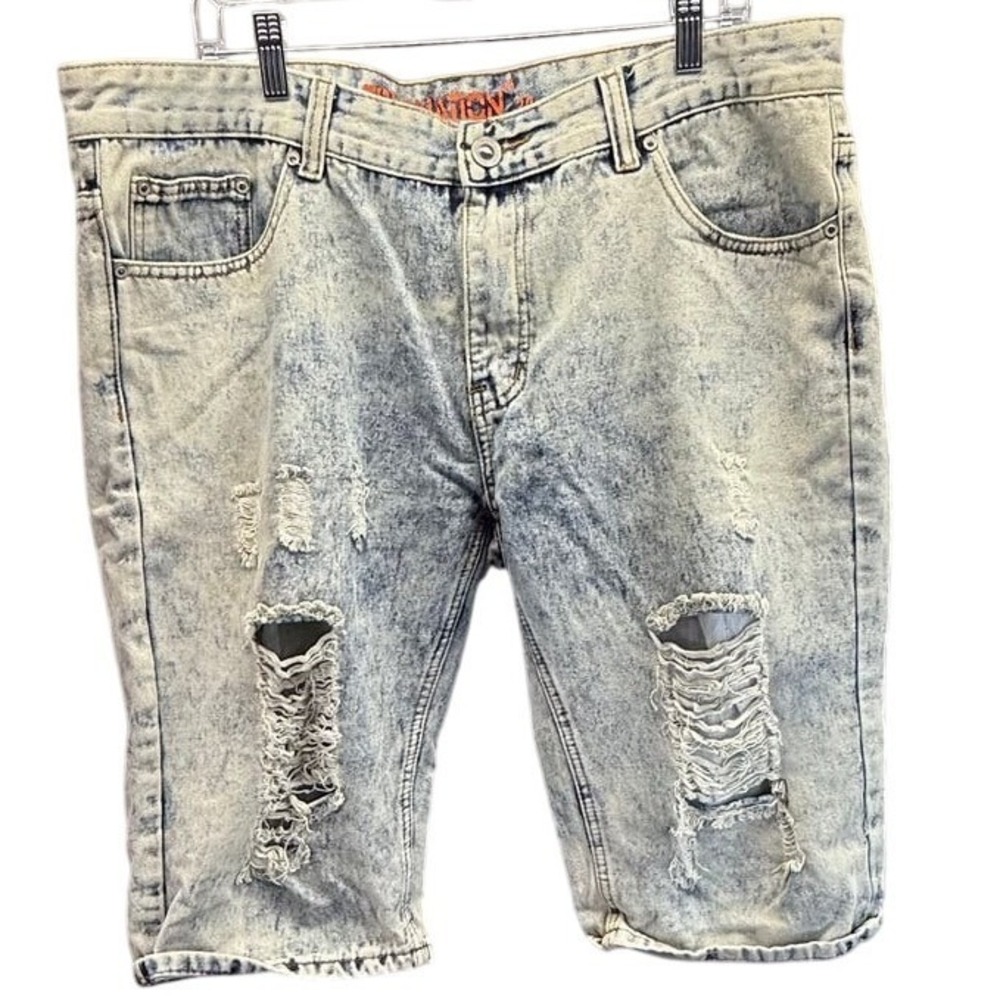 Jordan Craig Men's OG Arlington Distressed Denim Shorts thrashed‎ grunge Y2K